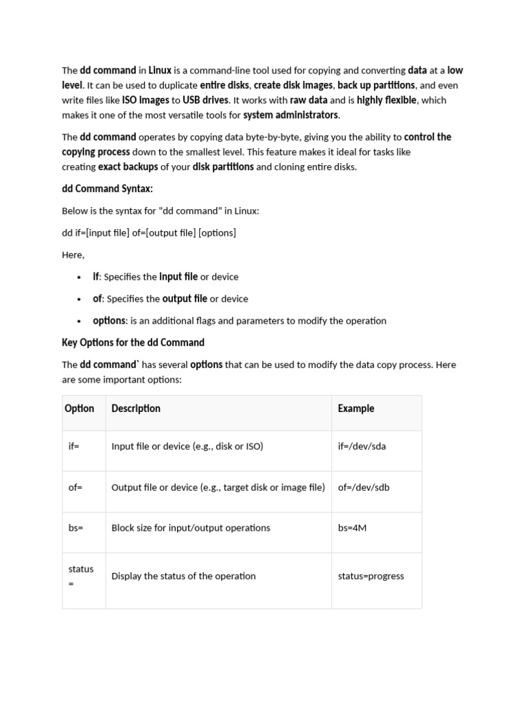 dd Command Syntax and Usage in Linux | PDF | Computer File | Digital ...