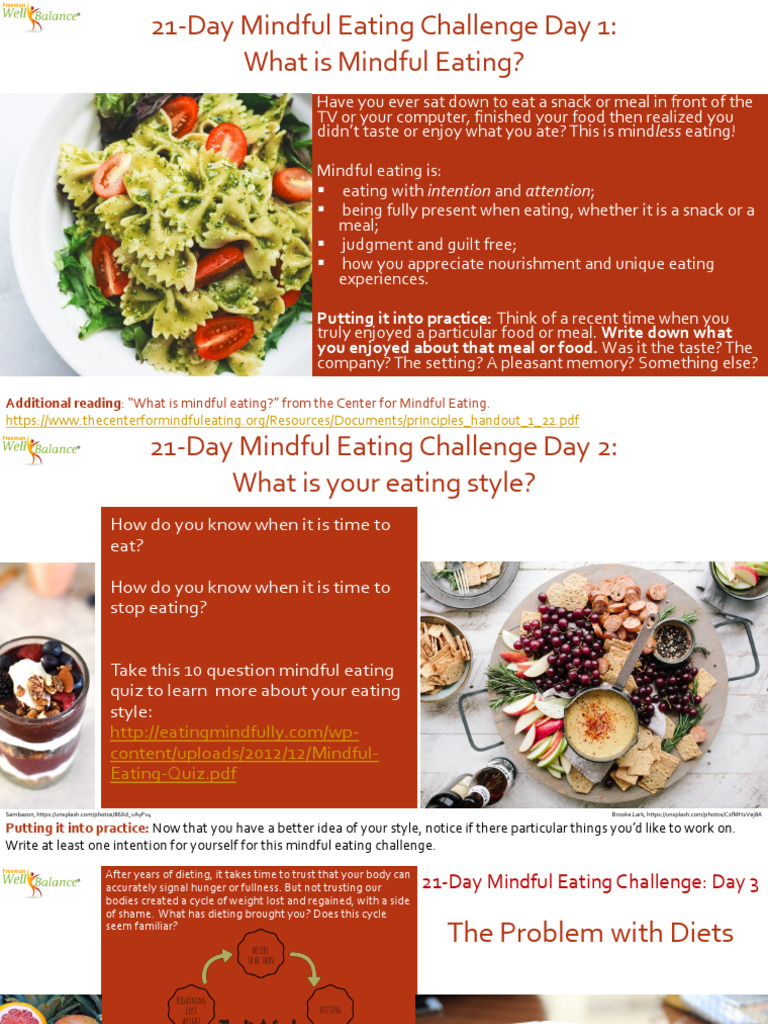 21-Day Mindful Eating Challenge Guide | PDF | Eating | Gratitude