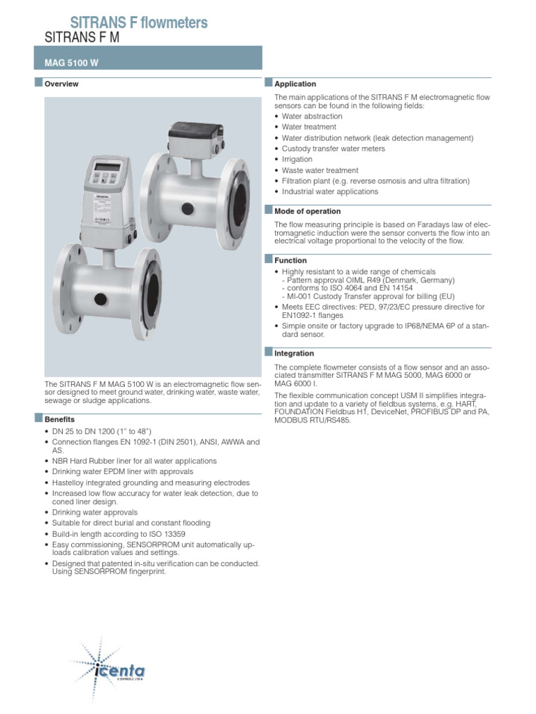 Magflo Mag 5100 Magnetic Flow Meter | PDF | Flow Measurement