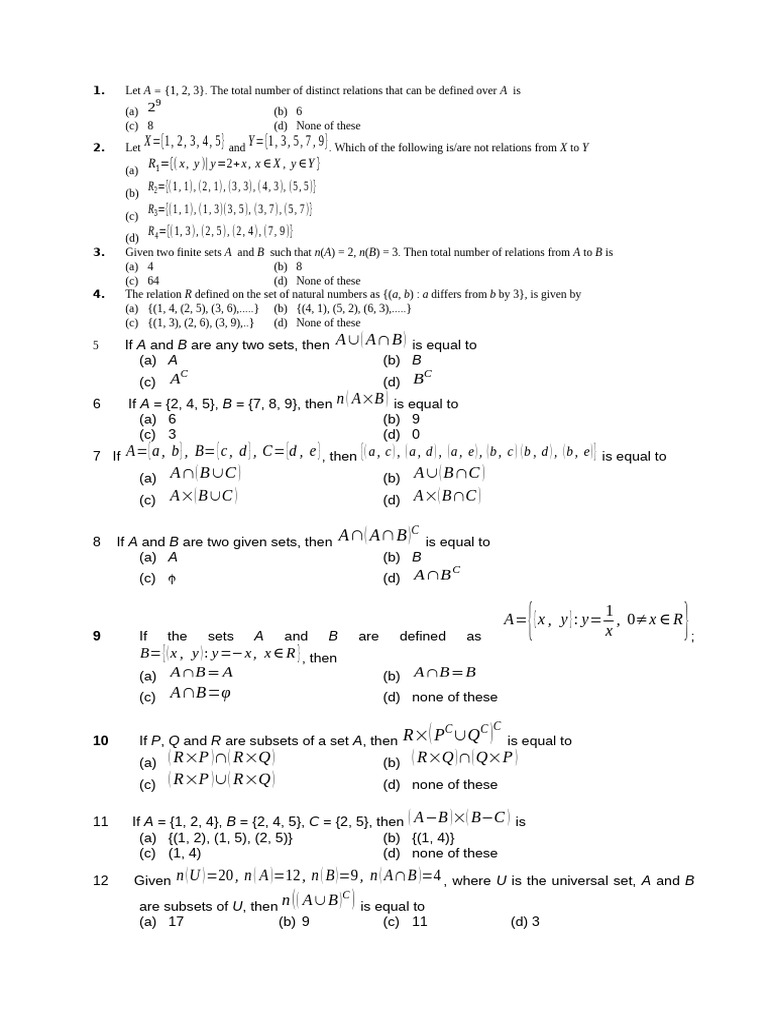 Relations and Functions in Set Theory | PDF | Mathematics | Abstract ...