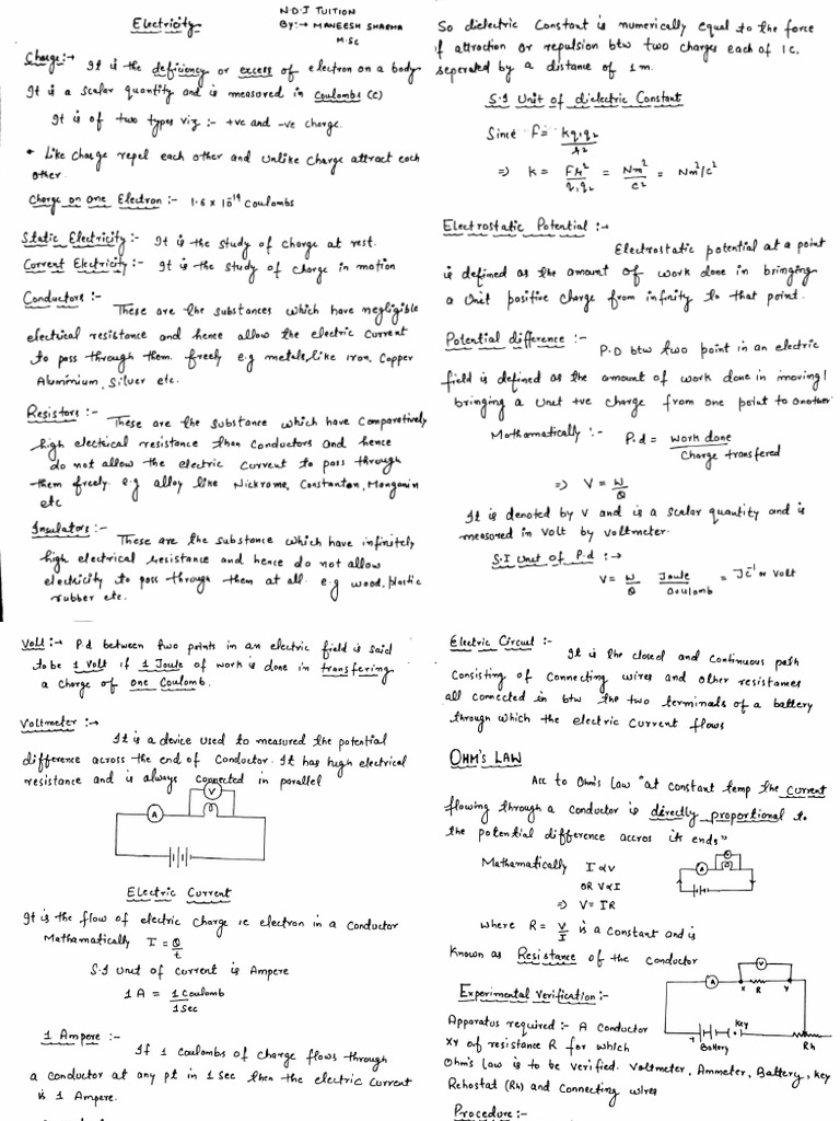 Electricity Notes Combined | PDF
