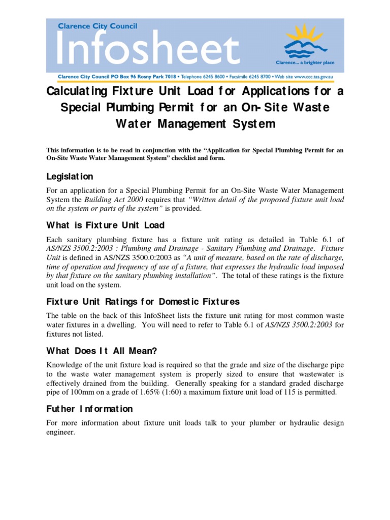 Calculating Fixture Unit Load | PDF | Plumbing | Shower