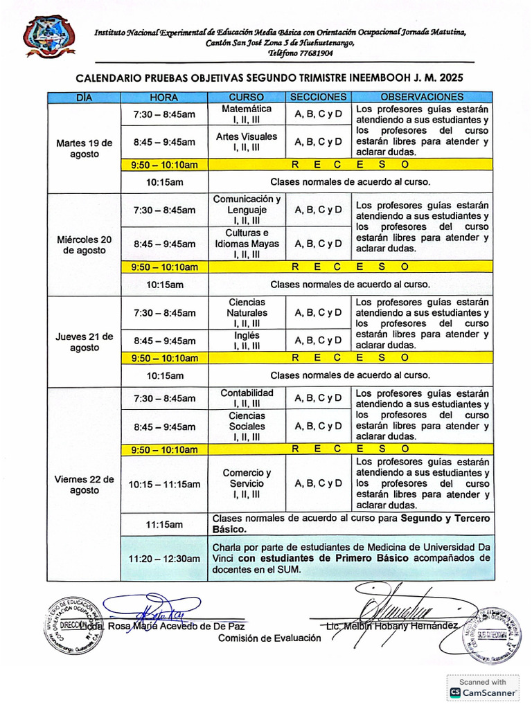 Calendario Pruebas Objetivas 2025 | PDF