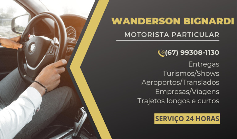 Cartão de Visita para Motorista Particular Simples Dourado | PDF