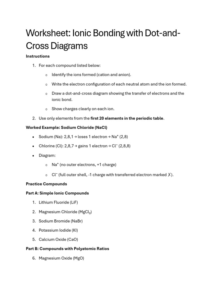 Ion Bonding Worksheet PDF | PDF
