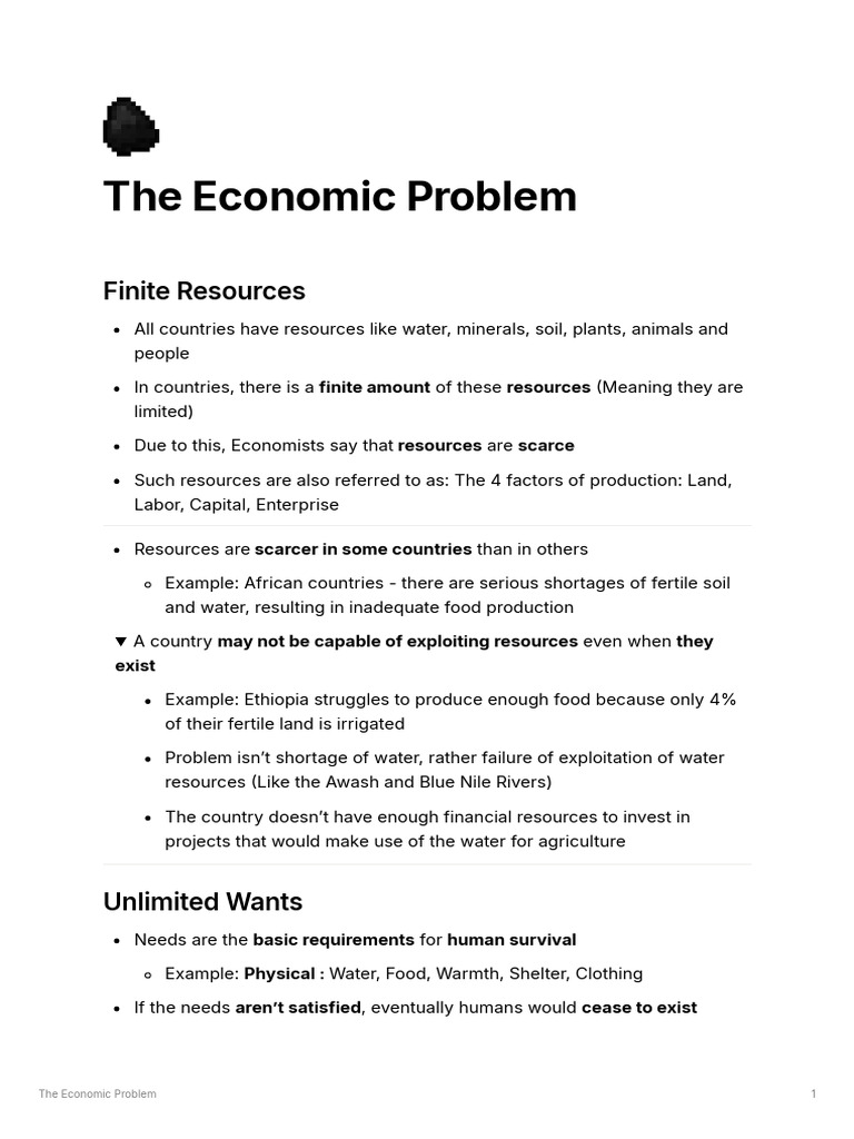 Understanding the Economic Problem | PDF | Production And Manufacturing ...