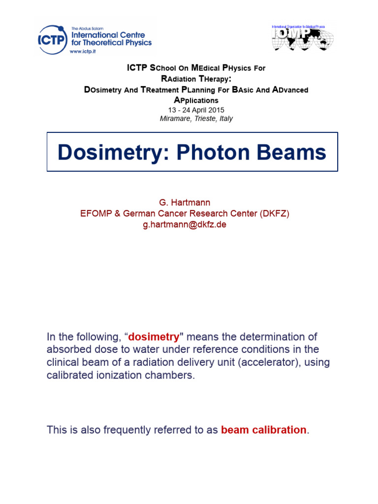 Photon Beam Dosimetry Calibration Guide | PDF | Dosimetry | Absorbed Dose
