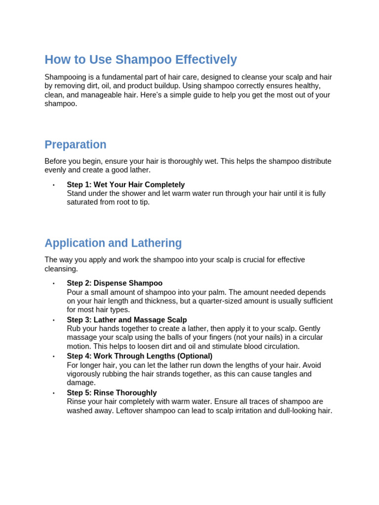 Effective Shampooing Techniques Guide | PDF