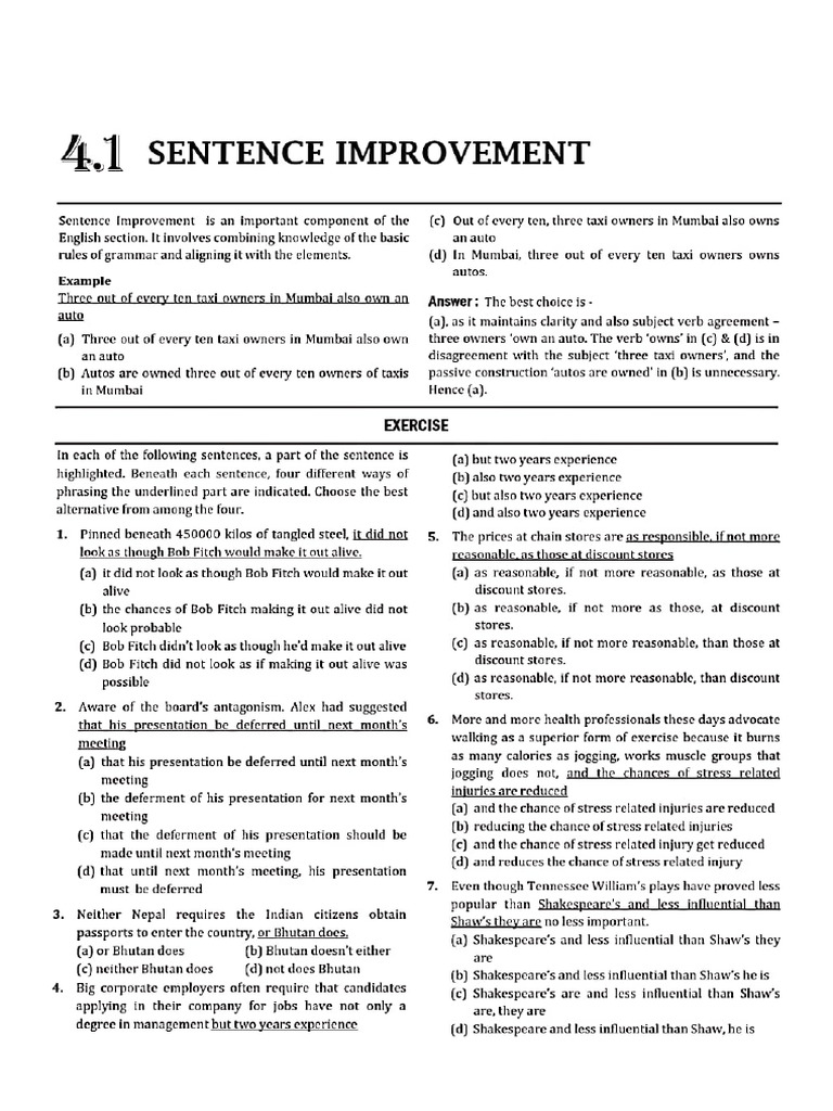 1sentence Improvement 4 | PDF