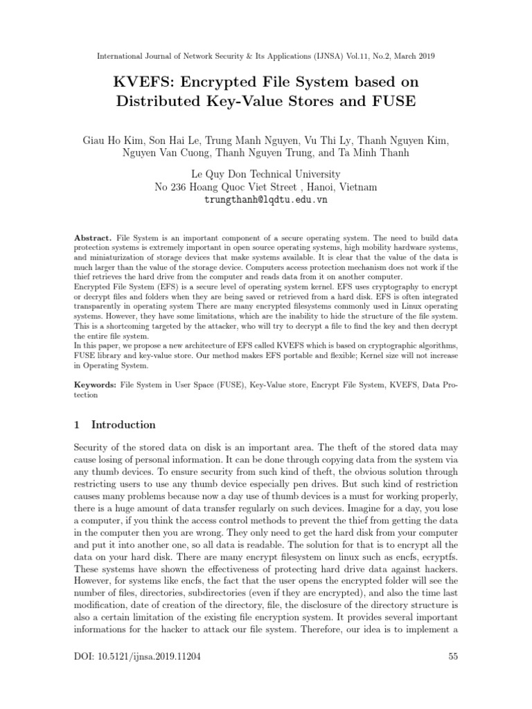 KVEFS: Secure Encrypted File System | PDF | Key (Cryptography) | File ...