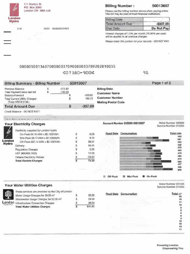 Hydro Bill PG 1&2 | PDF