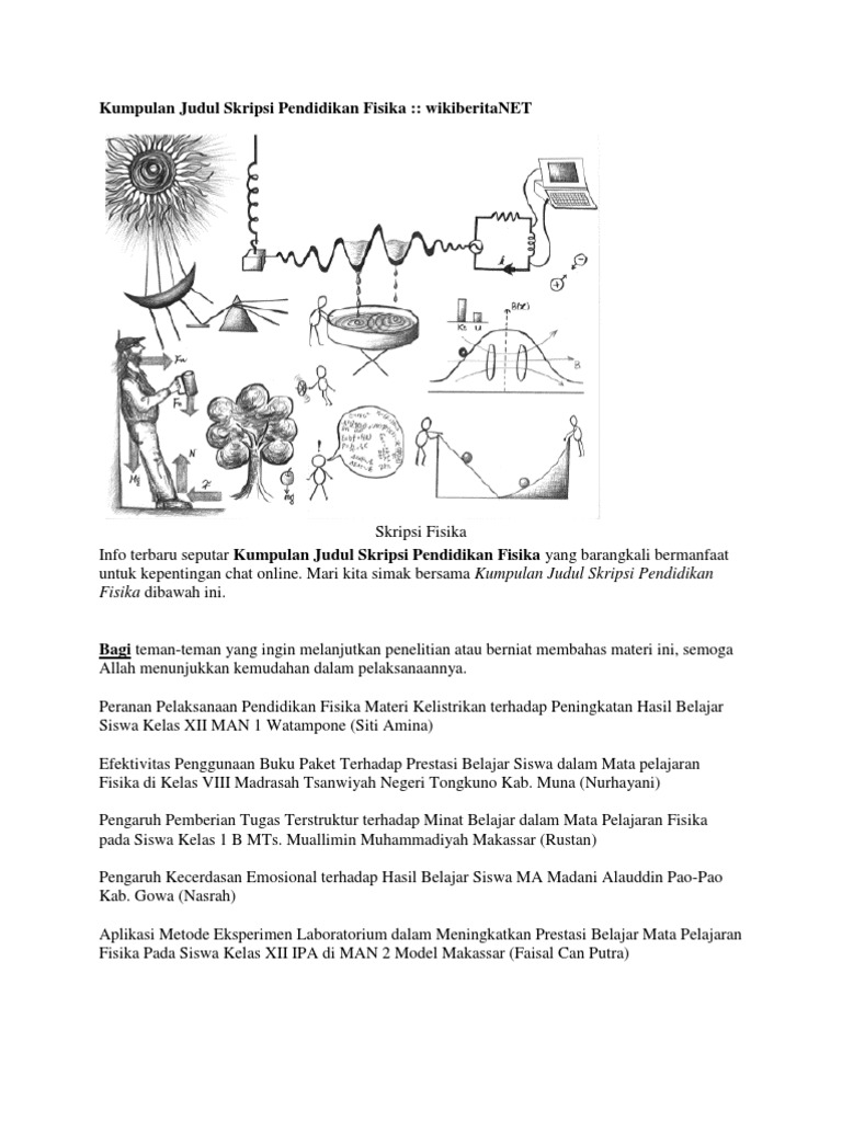 Kumpulan Judul Skripsi Pendidikan Fisika Pdf
