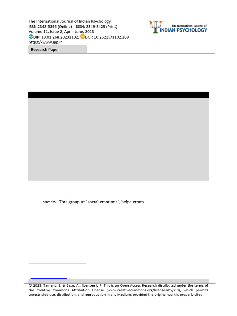 Presence of Different Levels of Empathy and Sympathy in Two Groups of ...