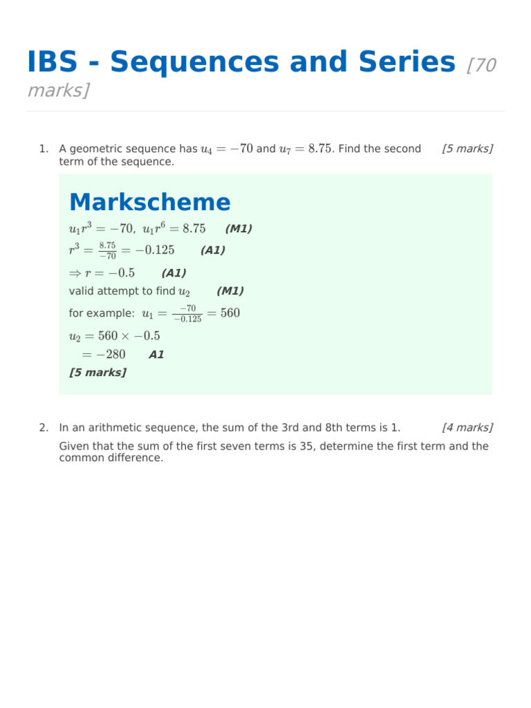 IBS: Geometric & Arithmetic Sequences | PDF | Arithmetic | Number Theory