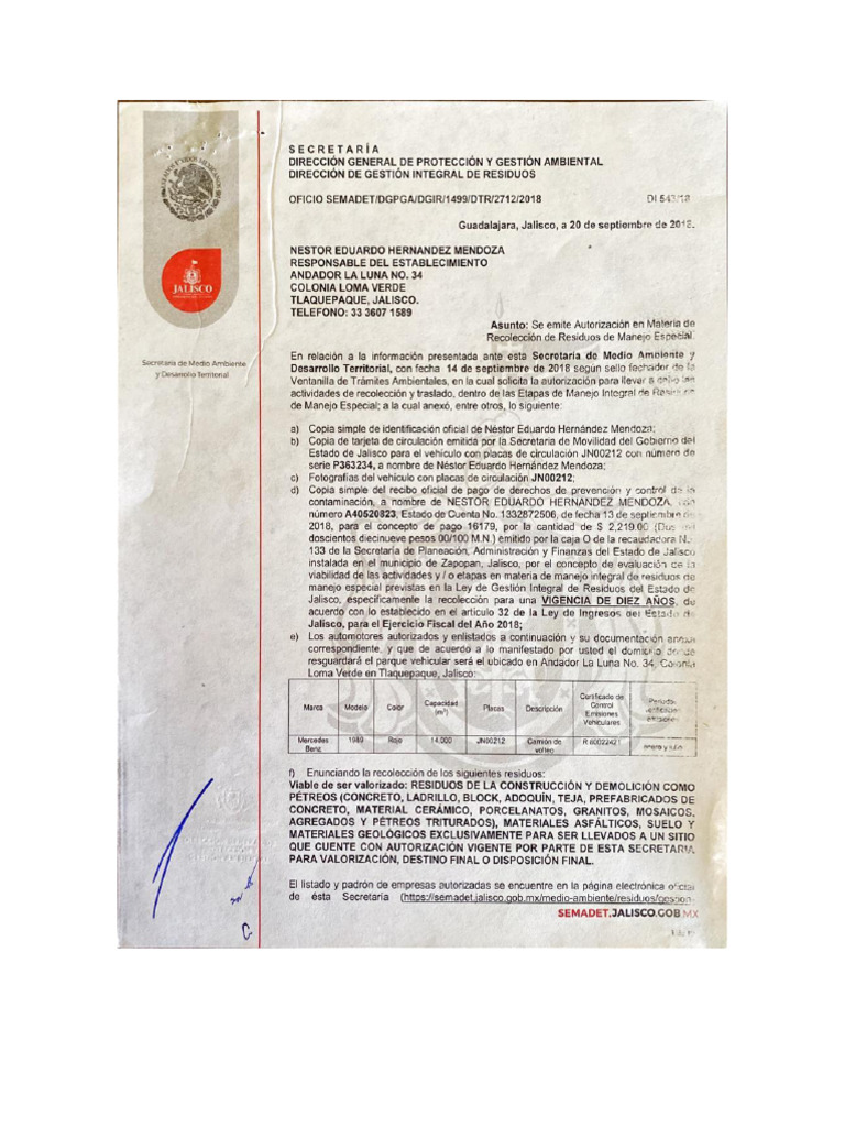 Licencia Semadet | PDF