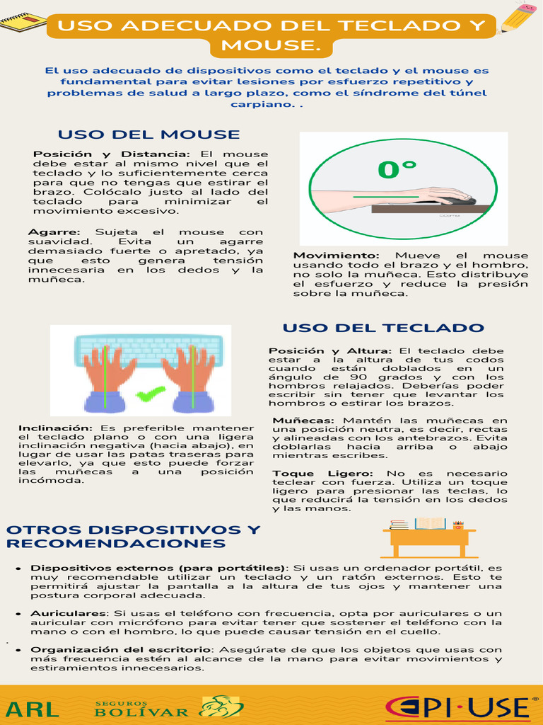 Uso ergonómico del mouse y teclado | PDF | Auriculares | Teclado