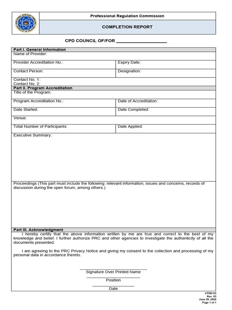 CPD Program Completion Report Guide | PDF