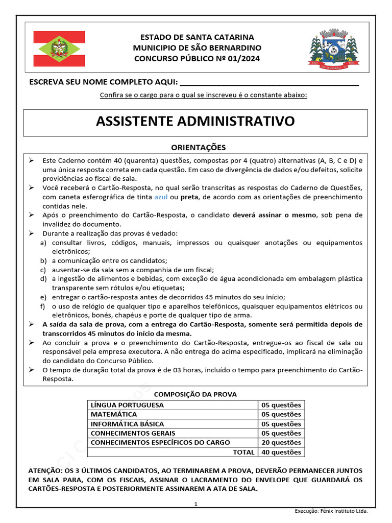 Concurso Público Assistente Administrativo | PDF | Brasil | Planejamento