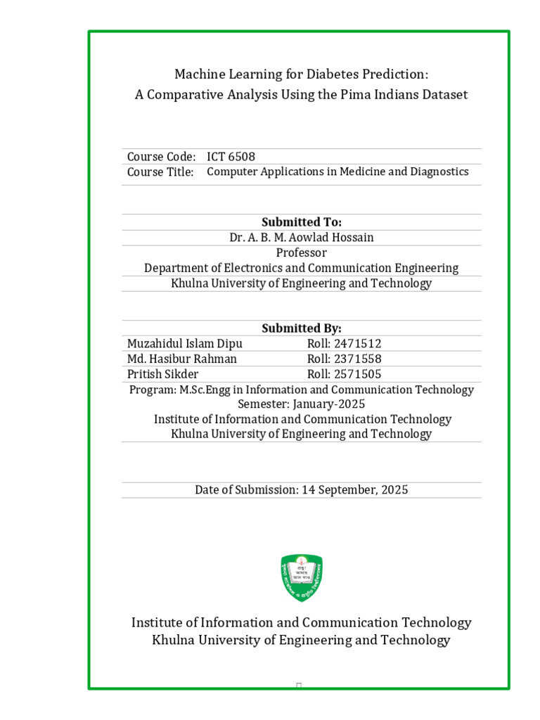 Diabetes Prediction Using Machine Learning | PDF