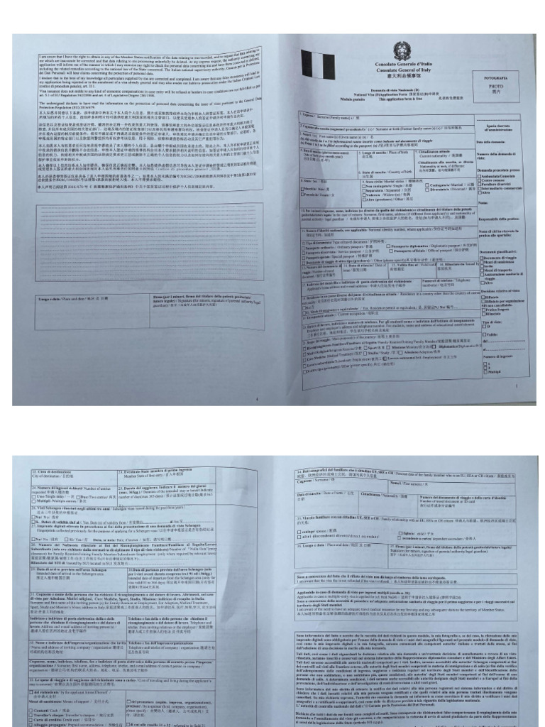 Application Form Printing Italy 2025 | PDF