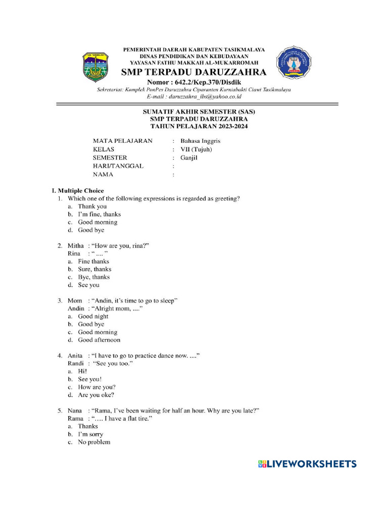 Worksheet 7345419 | PDF