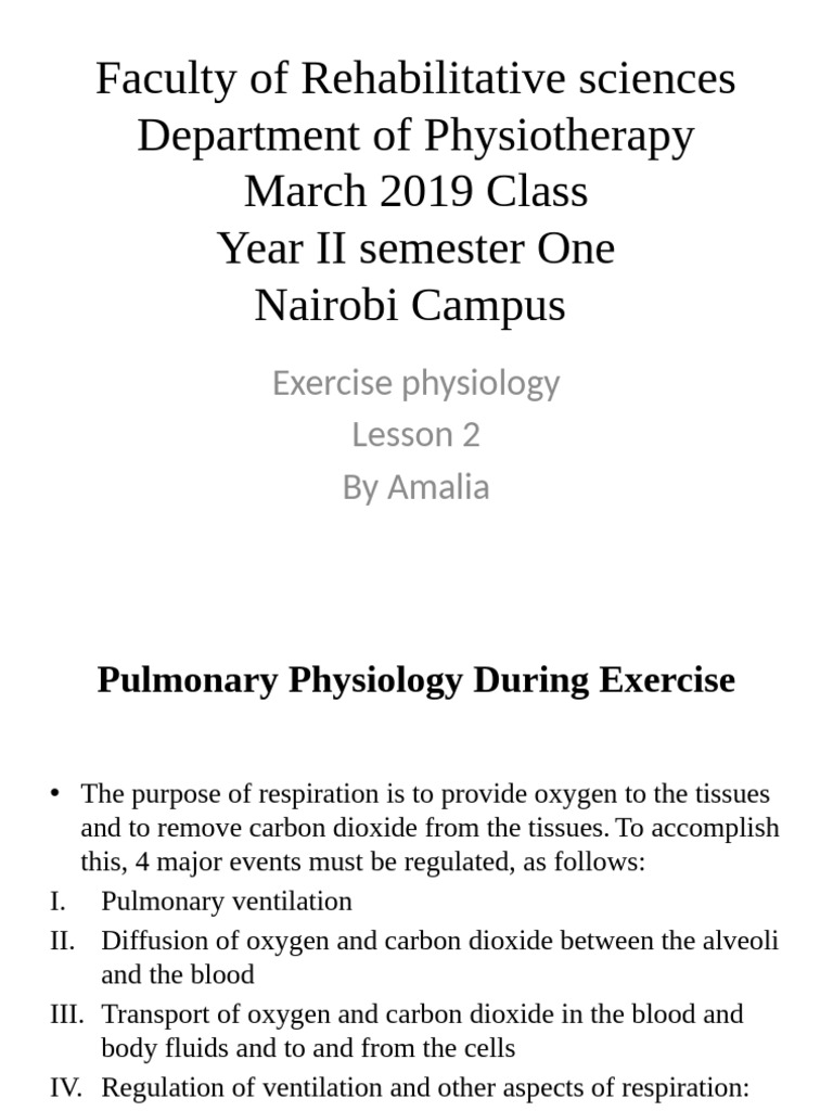 Exercise Physiology Lesson 2 | PDF | Breathing | Respiratory System