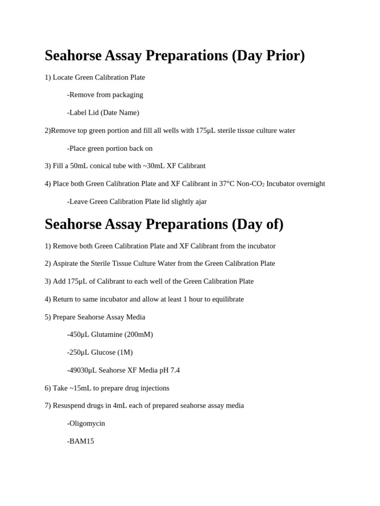 Seahorse Assay Protocol | PDF