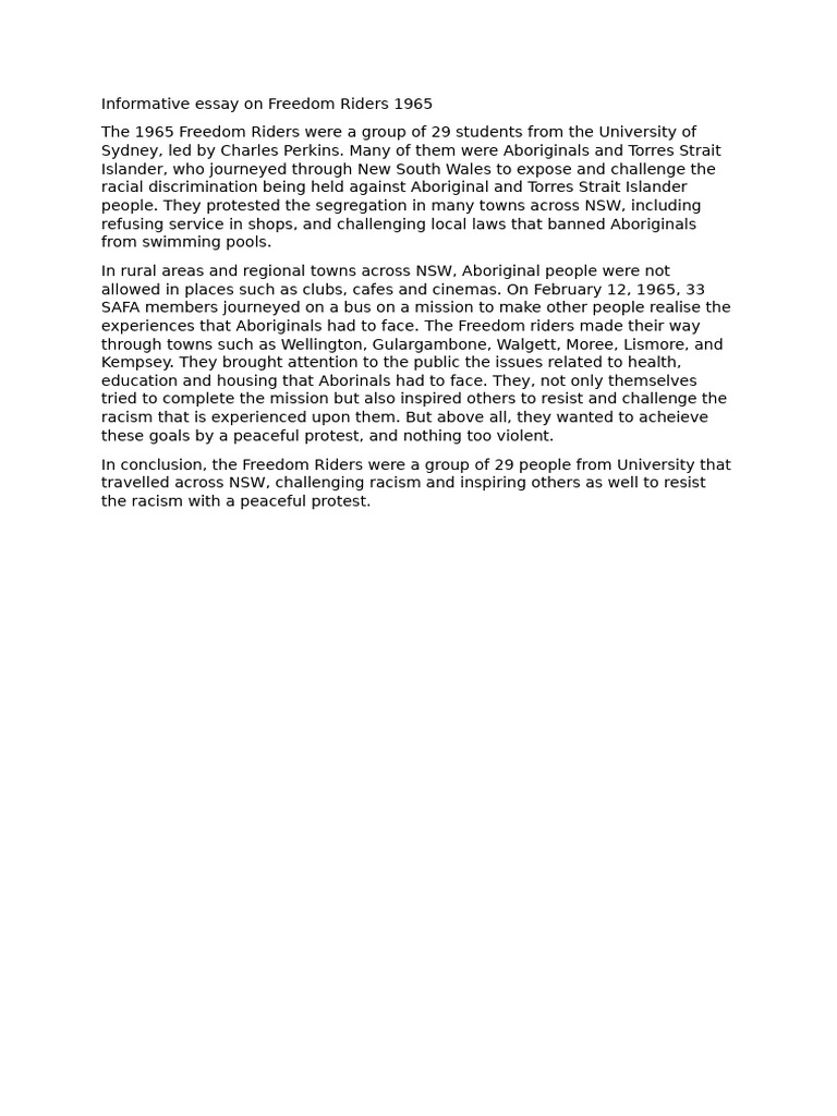 Informative Essay On Freedom Riders 1965 | PDF