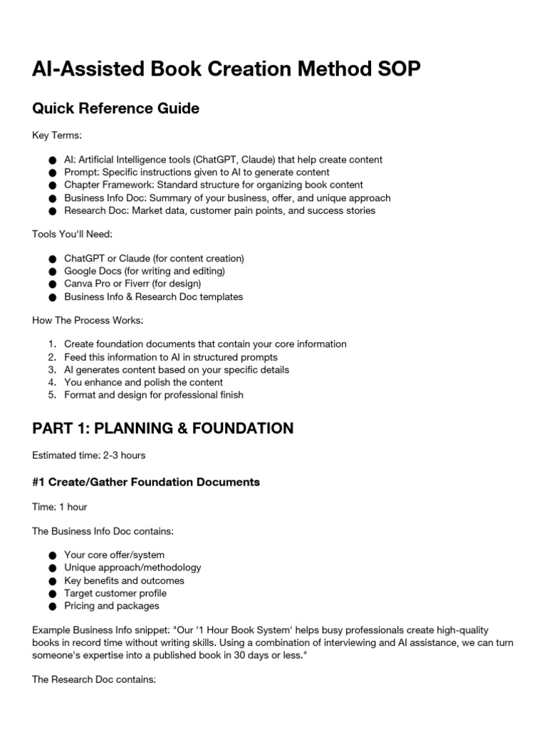 AI Book Creation SOP Guide | PDF | Artificial Intelligence ...