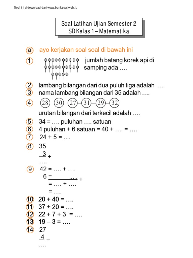 Soal Sd Kelas 1
