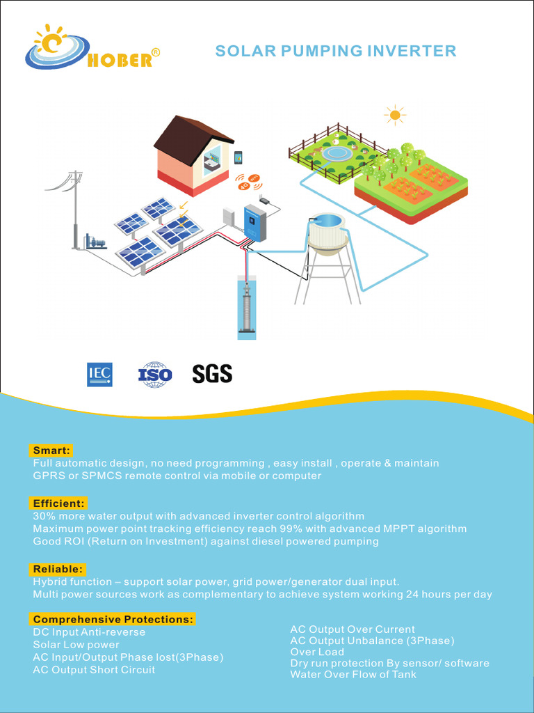 Hober Hybrid Solar Pump Inverter Parameters (1.5-75kw) | PDF