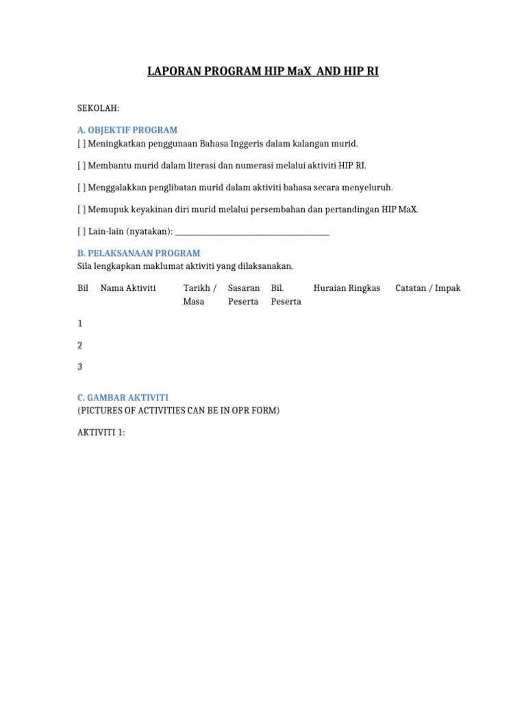 Template Laporan Hip Ri Hip Max Updated | PDF