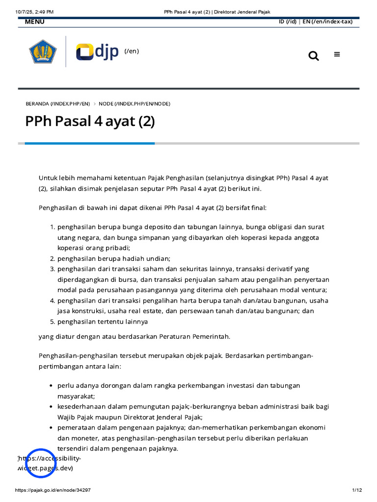 PPh Pasal 4 Ayat (2): Penghasilan Final | PDF