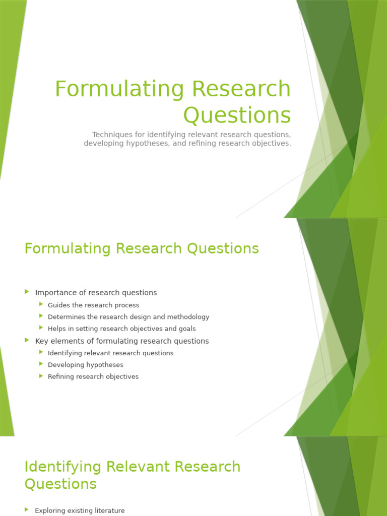 Lecture 2 Formulating Research Questions | PDF
