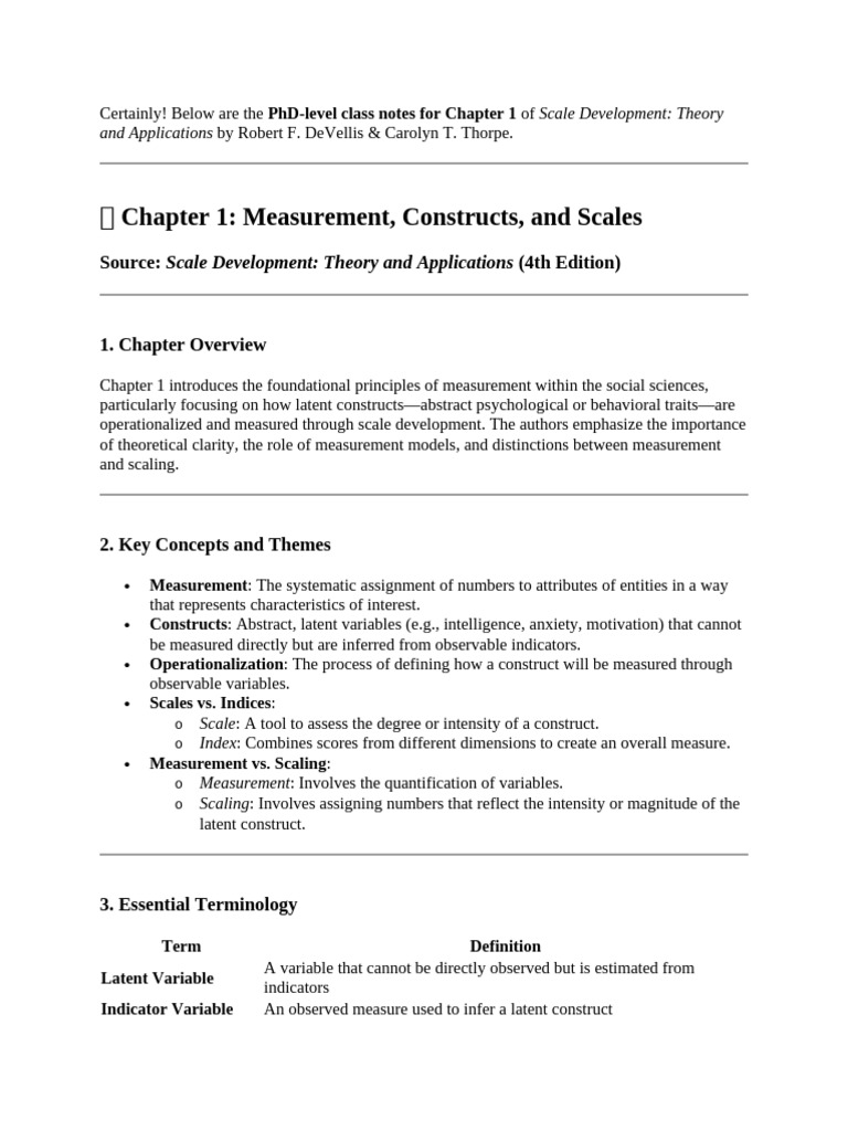 Scale Development: Measurement Basics | PDF | Psychometrics | Cronbach ...