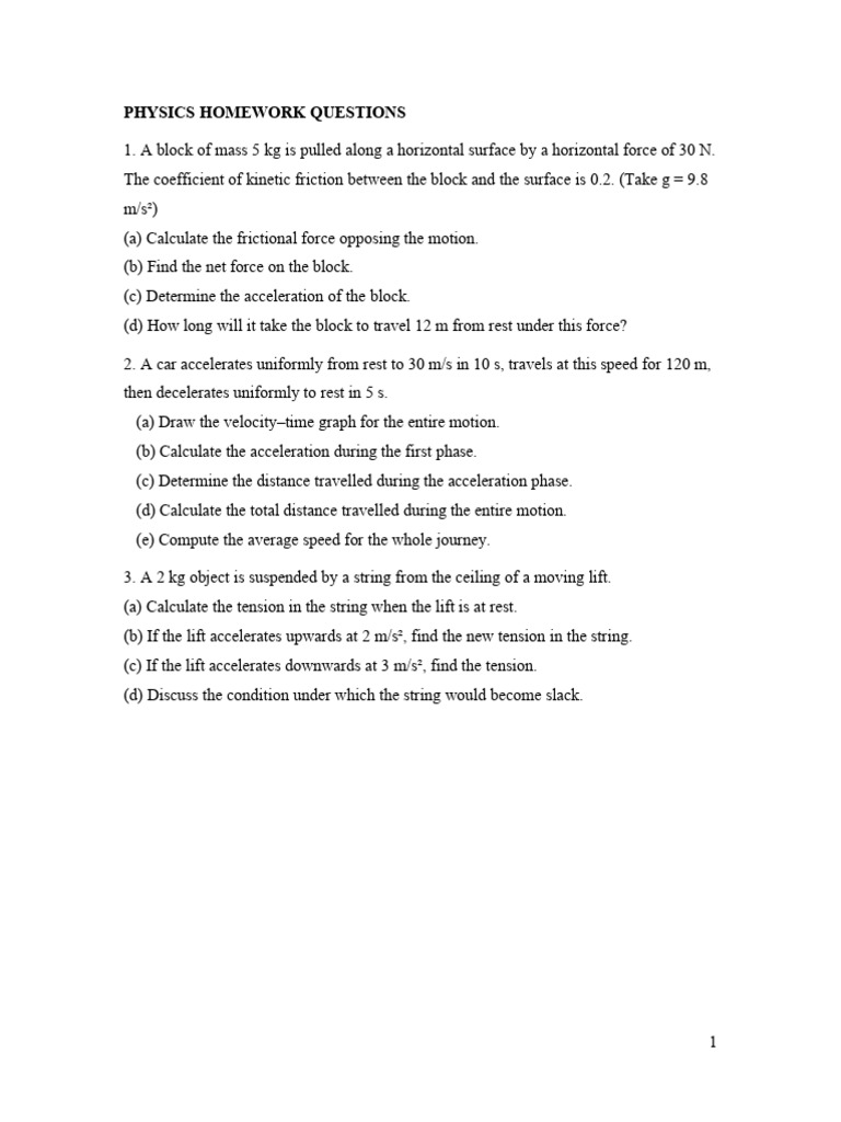 Physics Homework | PDF