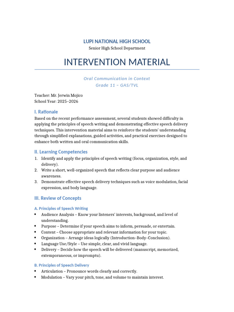 Speech Writing and Delivery Guide | PDF | Speech | Communication