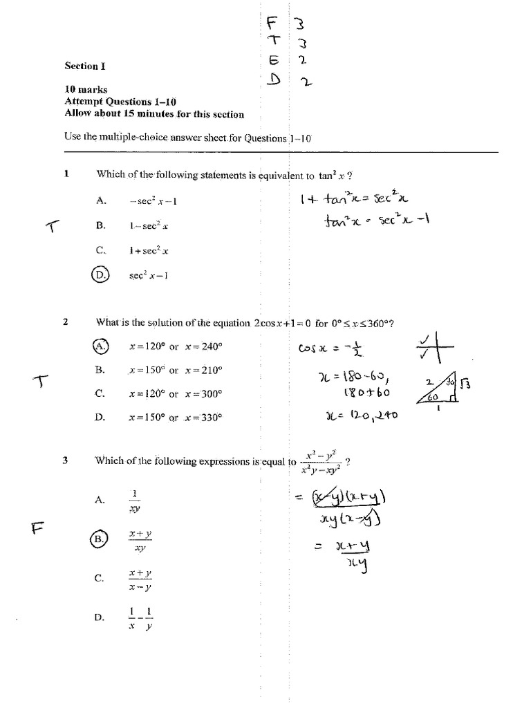 2022 Loreto Yr 11 Math Adv T3 SOL | PDF
