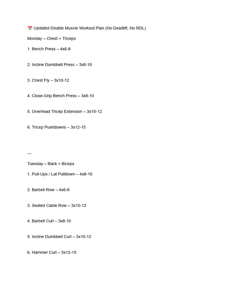 Updated Double Muscle Workout Plan | PDF