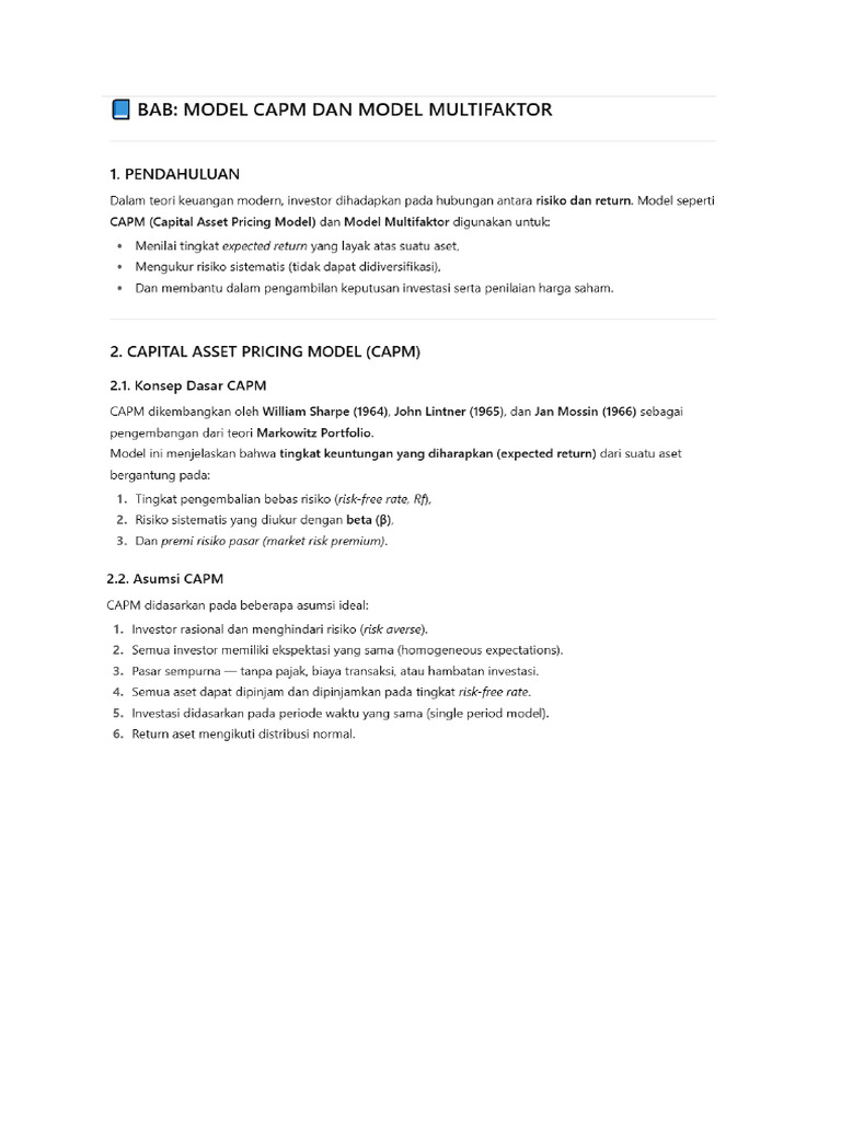 Model CAPM Dan Model Multifaktor | PDF