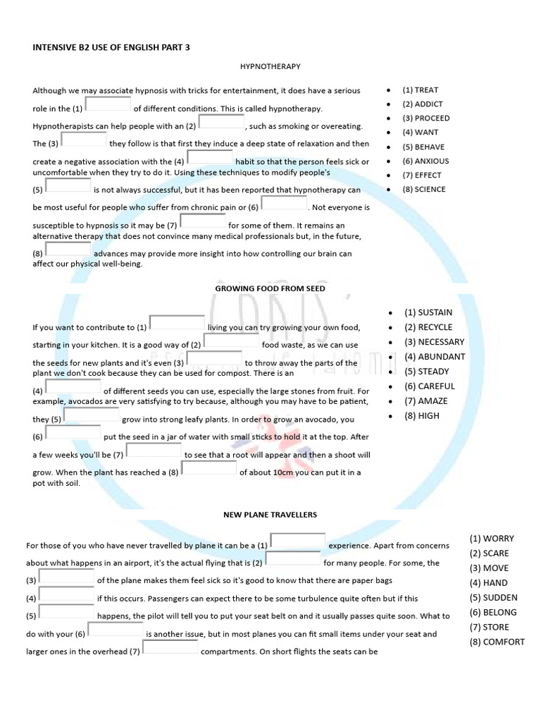 First b2 - Use of English Part 3 Chris' Escuela de Idiomas | PDF | Sign ...