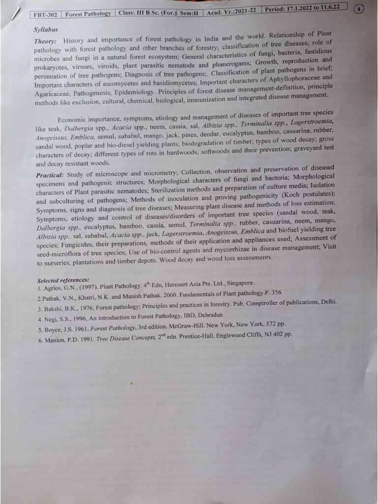 Forest Pathology Lecture Notes Overview | PDF | Wood | Organisms