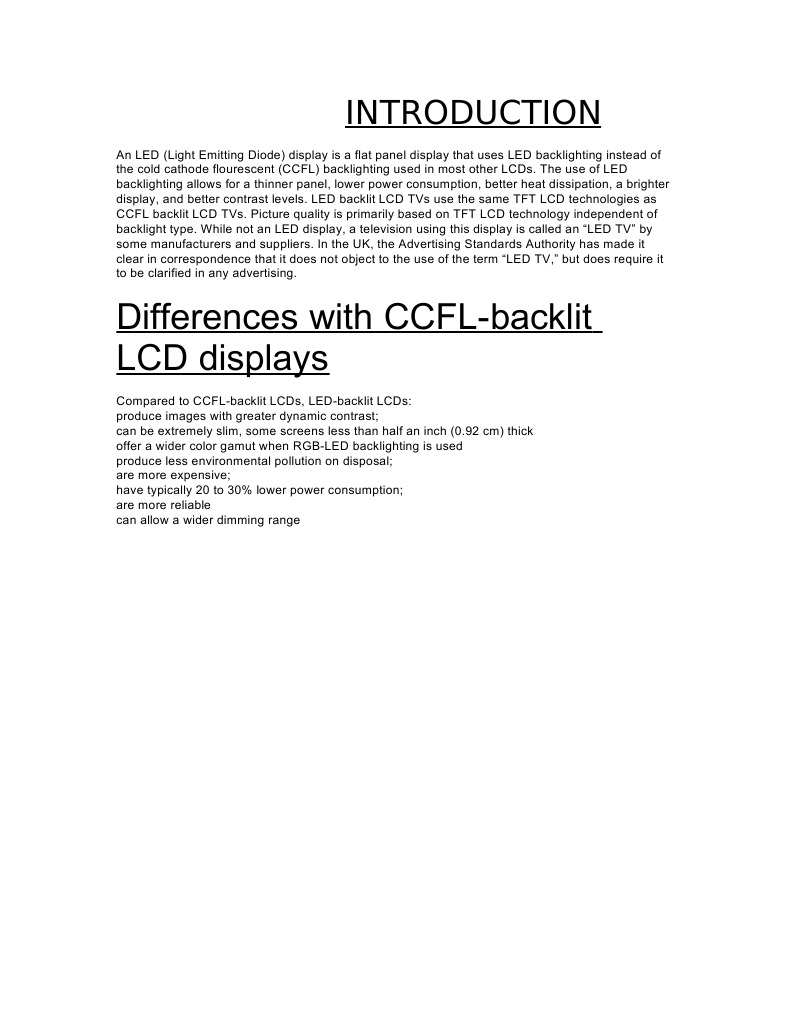 LED vs CCFL Displays: Key Differences | PDF | Computers | Technology ...