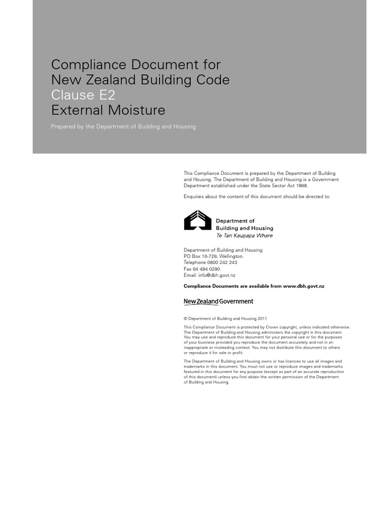 NZ Building Code E2: External Moisture Compliance | PDF | Wall | Roof