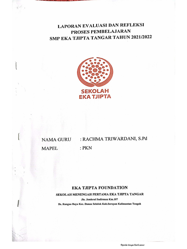 20.a Laporan Evaluasi Dan Refleksi Proses Pembelajaran SMP Tangar Mapel ...