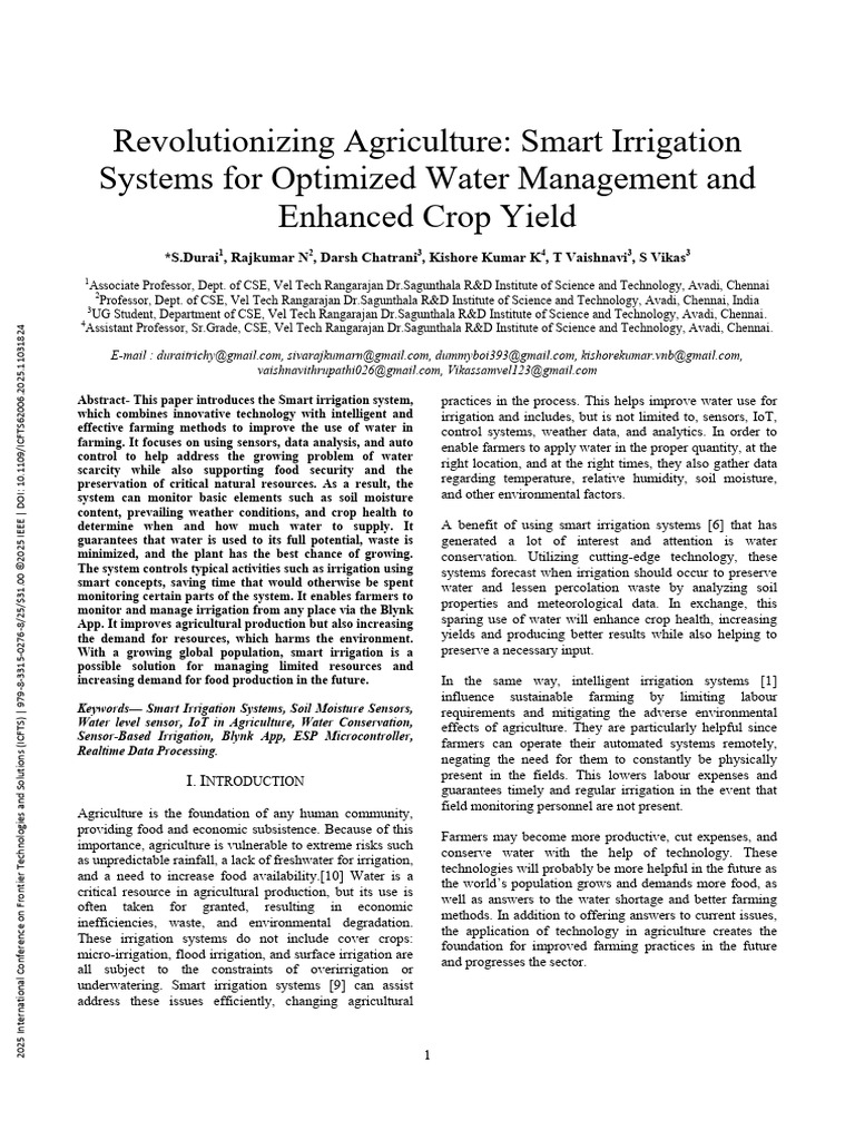 Smart Irrigation for Water Management | PDF | Agriculture | Internet Of ...