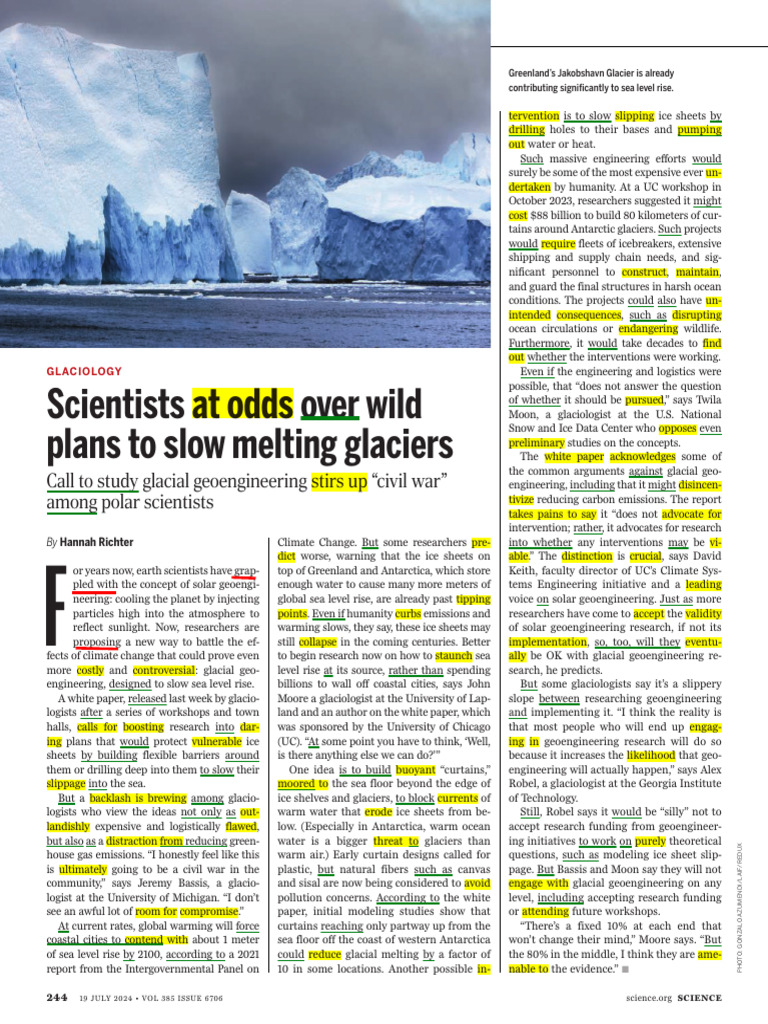 49 Science - Magazine - 19july2024 - PLANS - TO - SLOW - MELTING ...
