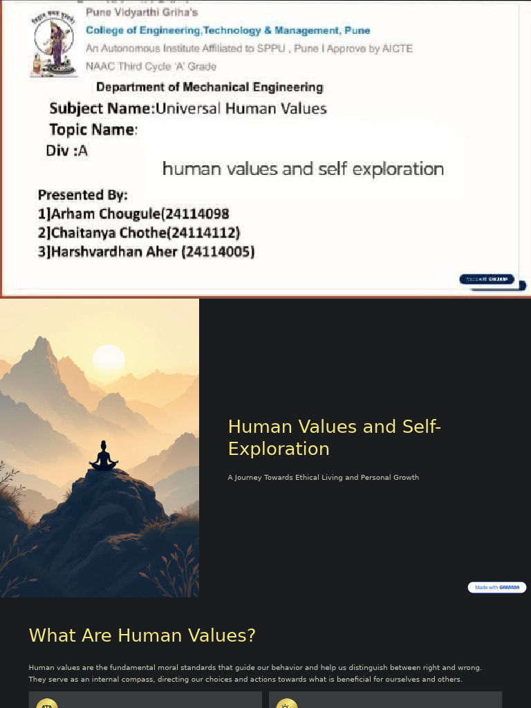 Human Values and Self Exploration | PDF | Value (Ethics) | Well Being
