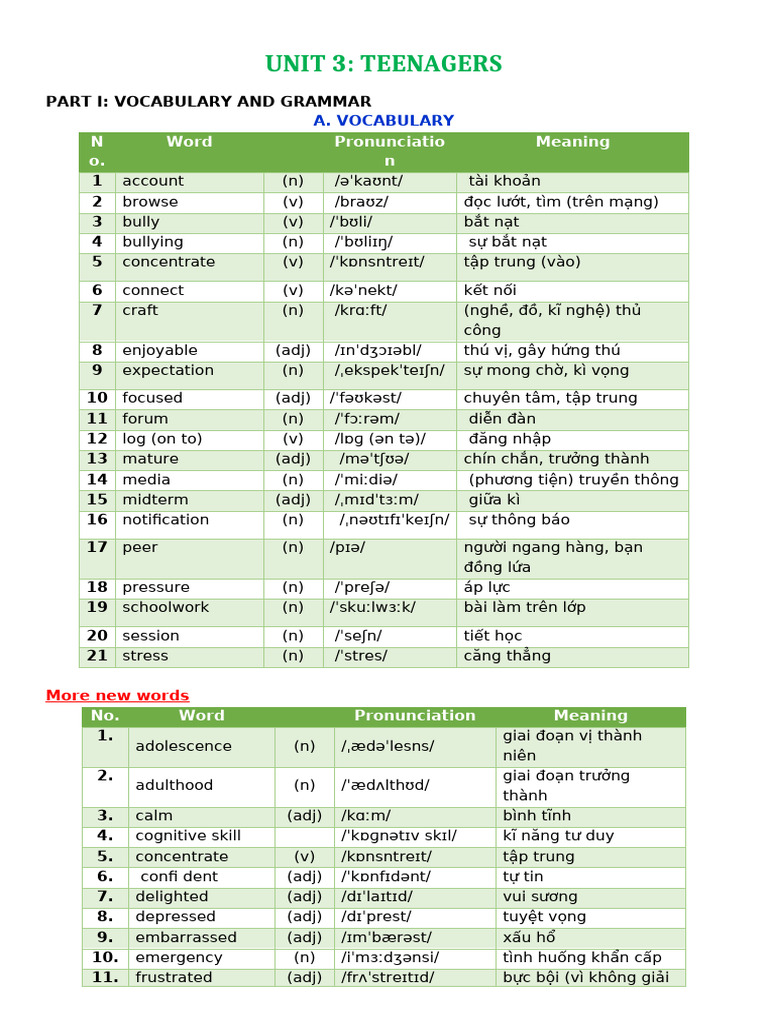 E8 - Unit 3 - HS | PDF