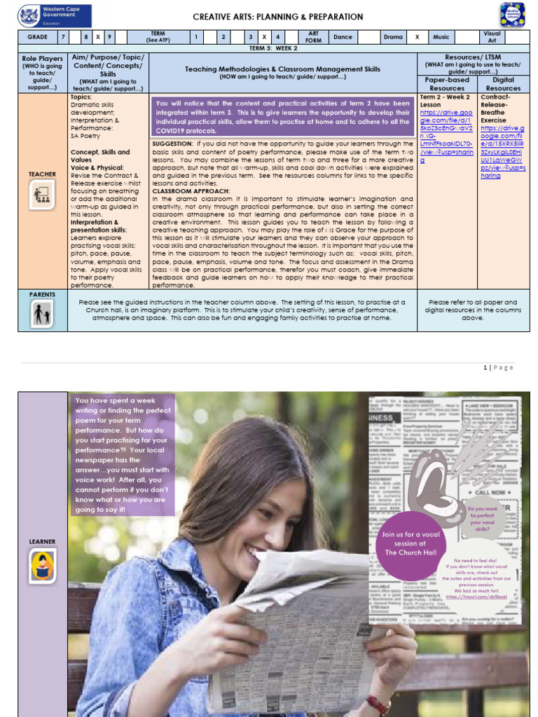 Drama Lesson Plan: Poetry Performance Skills | PDF | Learning | Classroom